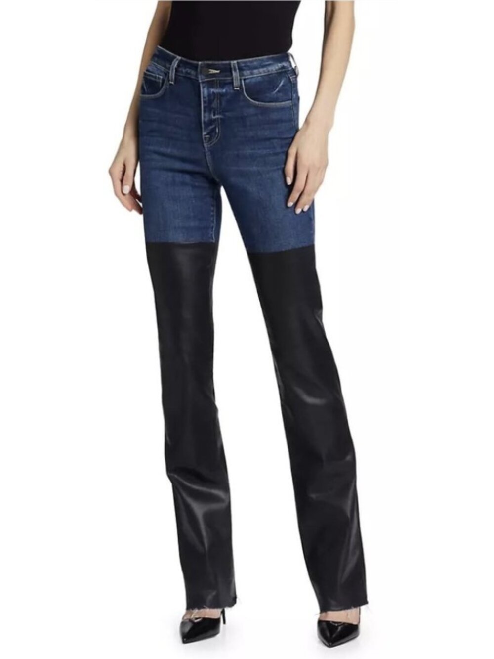 L'AGENCE Ruth High Rise Straight Magnolia Black Coated Jeans Size 26 Minimalist
